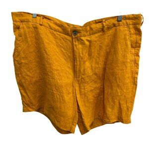 Tasso Elba Mens Yellow Linen Flat Front Shorts Size 44